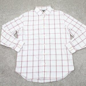 Banana Republic Shirt Mens Large 16-16 1/2 White/Red Non-Iron Classic Fit‎ L/S